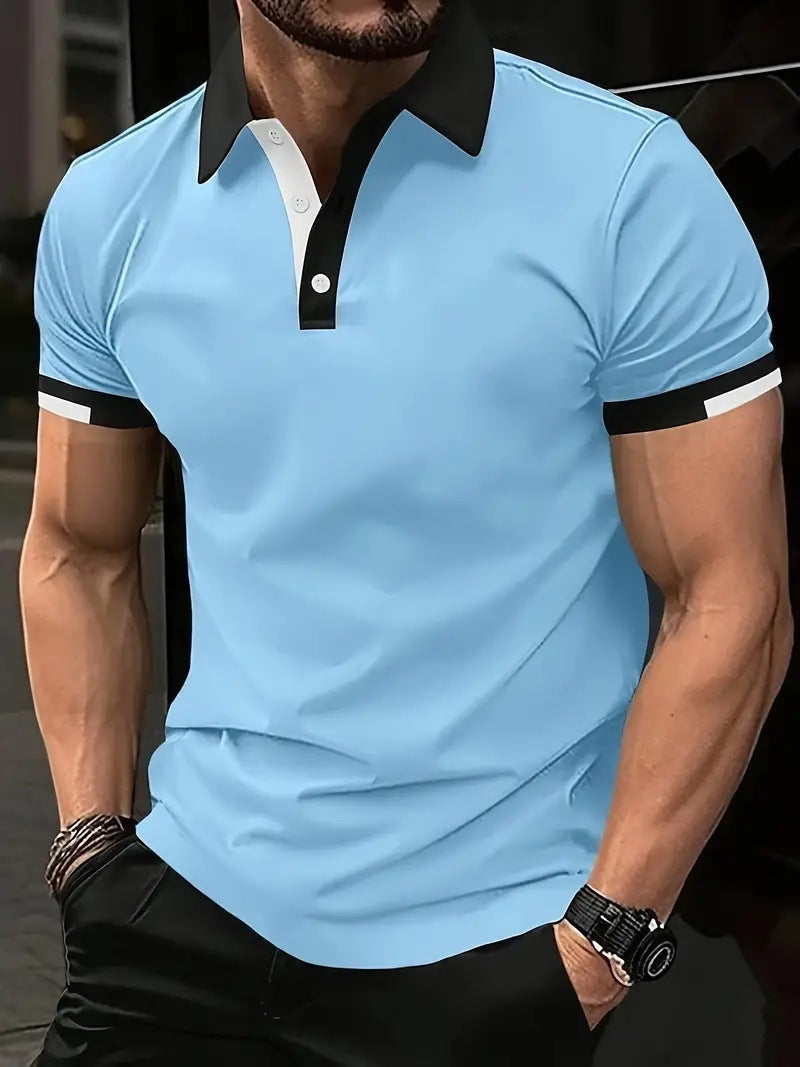 3D Count Solid Color Lapel Short Sleeve Polo Shirt Casual Loose