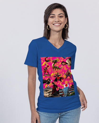 Trendy Abstrak Pattern Unisex Jersey V-Neck Tee | Bella + Canvas