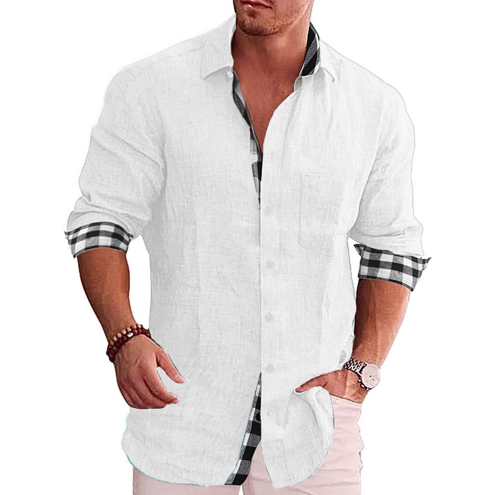 Leisure men's cotton and linen shirt men's shirt men's shirt