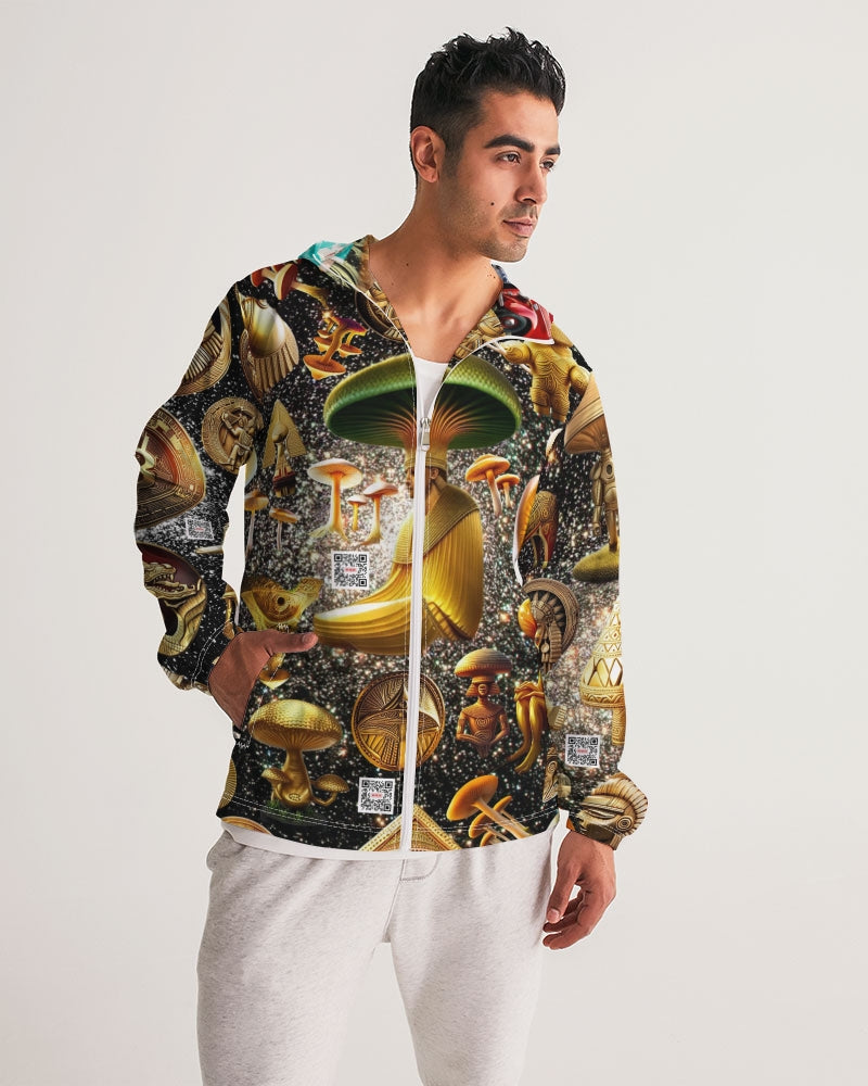 Illustration Abstrak Men's All-Over Print Windbreaker