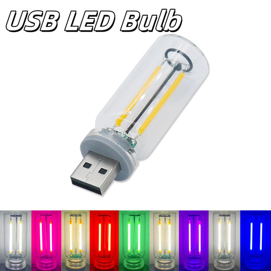 1pcs USB Led Bulb 0.3W 5V Retro Edison Dimming Lighting Bulb Source USB Mobile Power Interface Light Night Light Power Bank Laptop