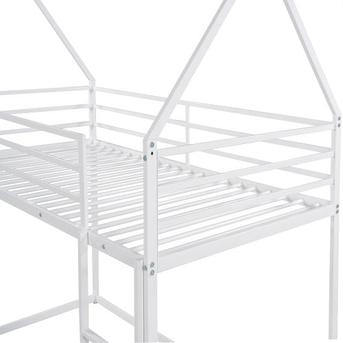 Twin Over Twin House Bunk Bed With Built-in Ladder