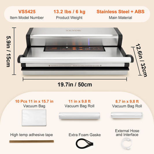 VEVOR Commercial Vacuum Sealer Machine Multifunction Automatic Food Packaging with Bag Roll Storage Cutter for Home Kitchen Use