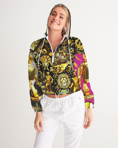 Robotic Abstrak Women's All-Over Print Cropped Windbreaker