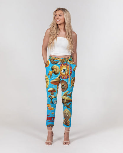 Nature Abstrak Women's All-Over Print Belted Tapered Pants