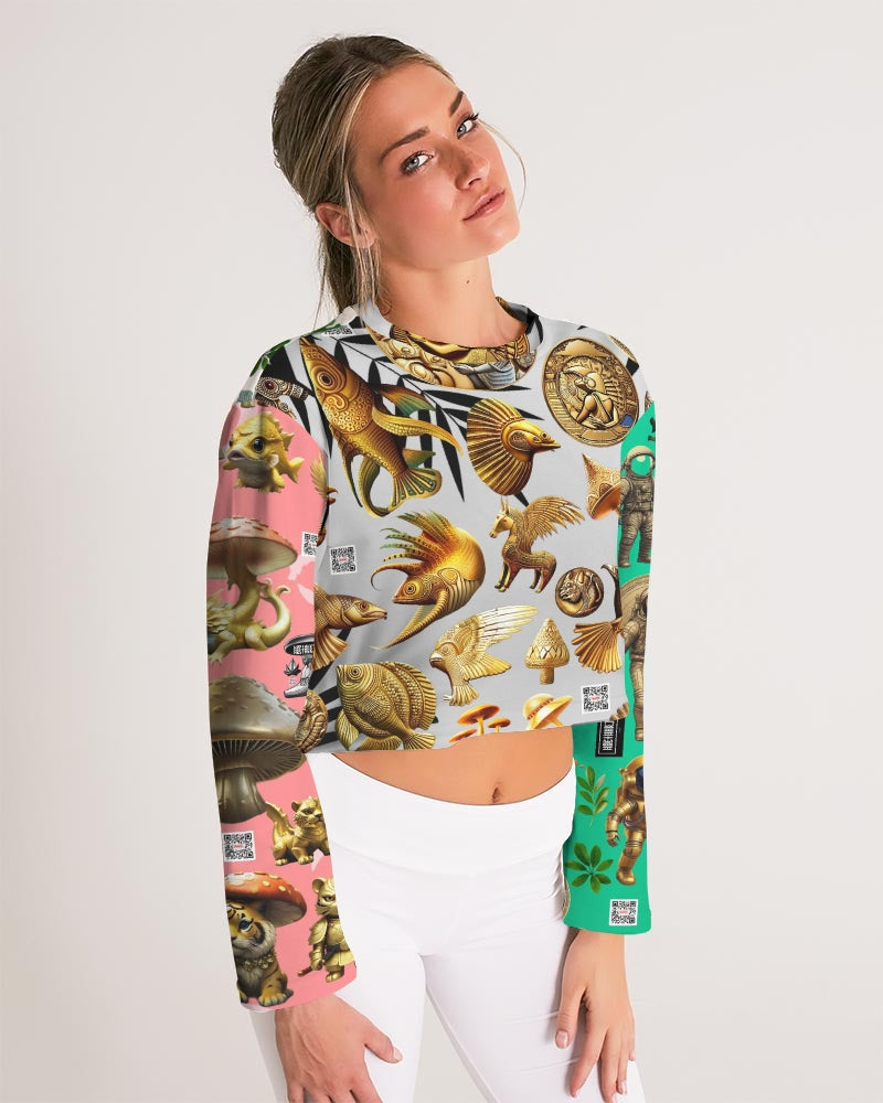 Ancient Abstrak Collection Women's All-Over Print Cropped Sweatshirt