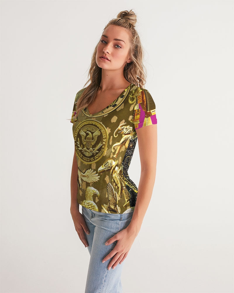 Robotic Abstrak Women's All-Over Print V-Neck Tee