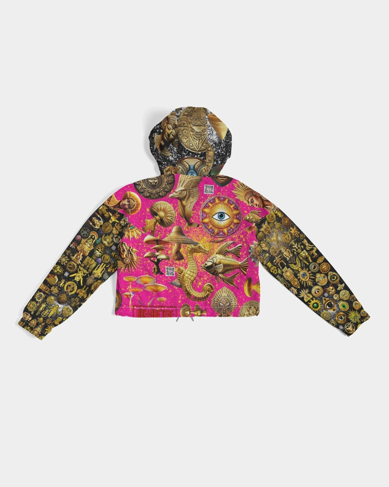 Nature Abstrak Women's All-Over Print Cropped Windbreaker