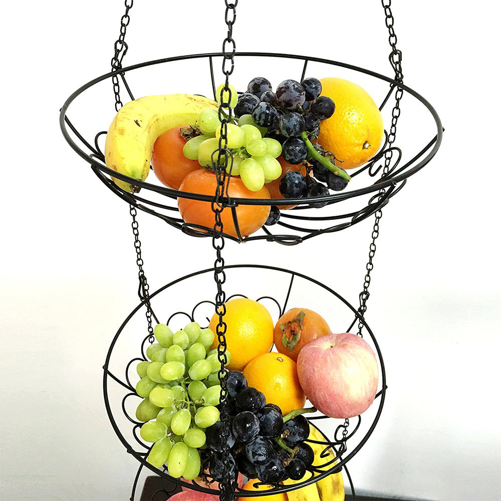 Iron Wire Three-layer Fruit Hanging Basket Fashion Creative Wrought Iron Fruit Basket