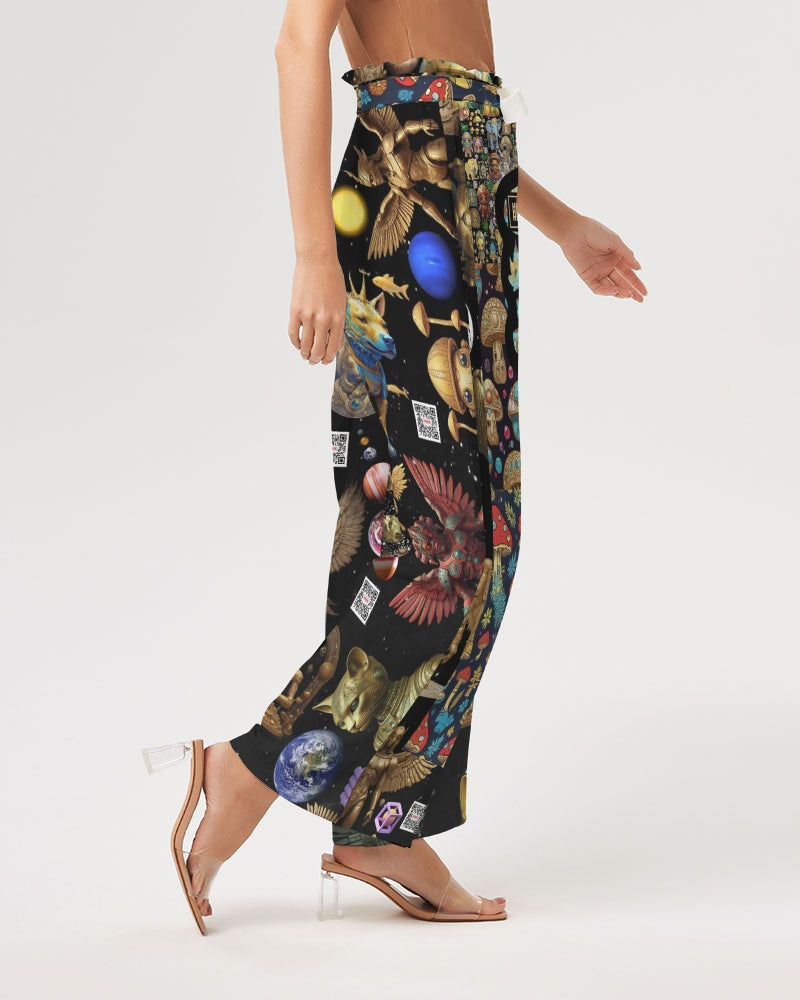 Alien Trendy Abstrak Collection Women's All-Over Print High-Rise Wide Leg Pants