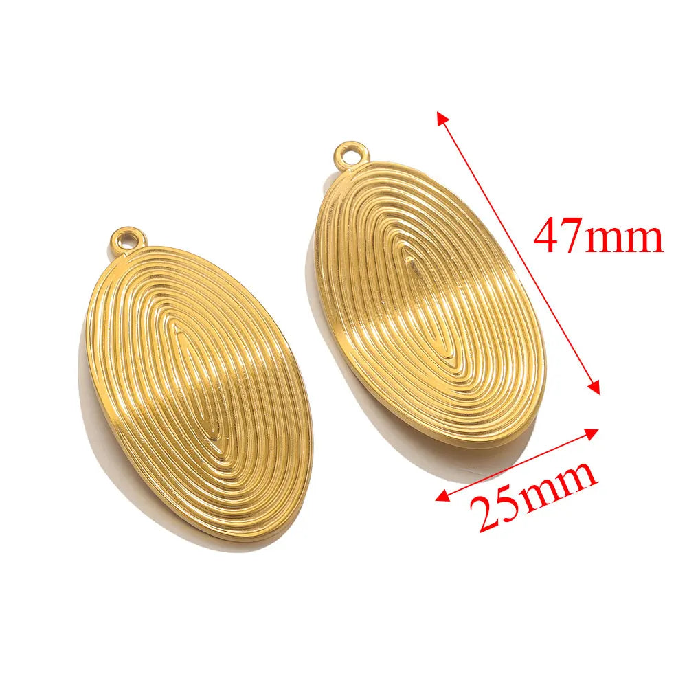 4pcs Gold-plated Stainless Steel Oval Square Rhombus Charms for Earrings Necklace Jewelry Makings Metal Dangles Findings Parts