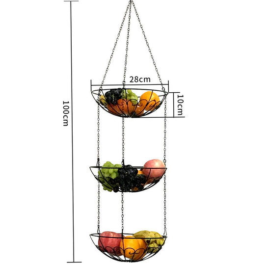 Iron Wire Three-layer Fruit Hanging Basket Fashion Creative Wrought Iron Fruit Basket