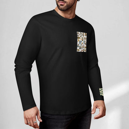 DTF 160gsm Cotton Men's Long Sleeve T-shirt (Front+Sleeve Printing)