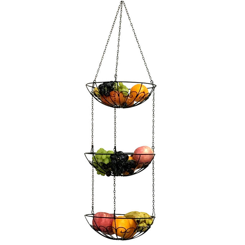 Iron Wire Three-layer Fruit Hanging Basket Fashion Creative Wrought Iron Fruit Basket