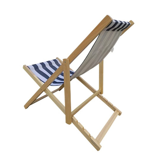 Populus Wood Sling Chair Blue Stripe Broad Blue Stripe Folding Chaise Lounge Chair