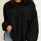 Black Plus Size Exposed Seam Crinkle Patchwork Top