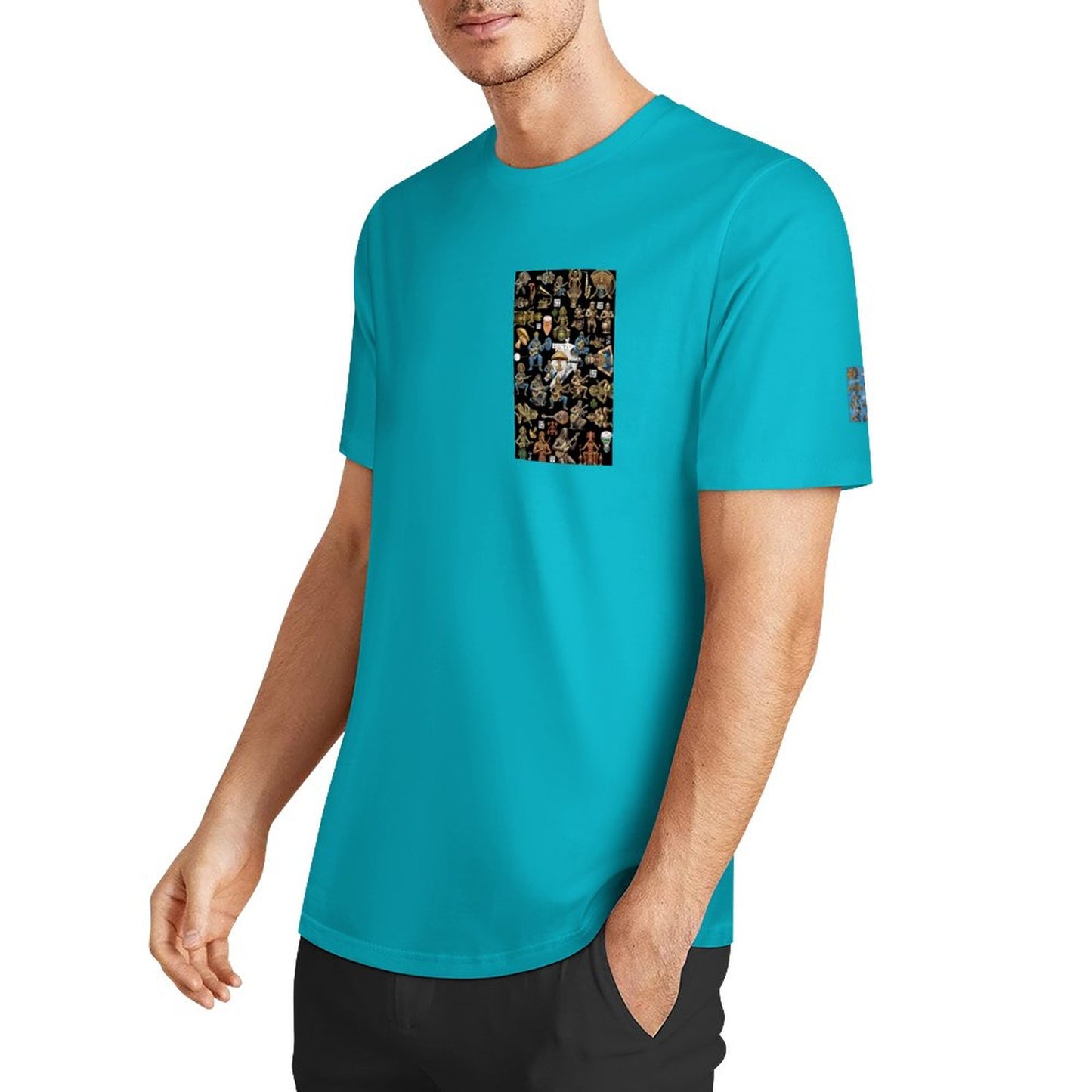 DTF 160gsm Men's Short Sleeve Cotton T-shirt (Dual-sided+Sleeve Printing)