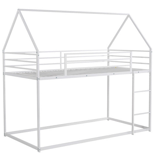 Twin Over Twin House Bunk Bed With Built-in Ladder