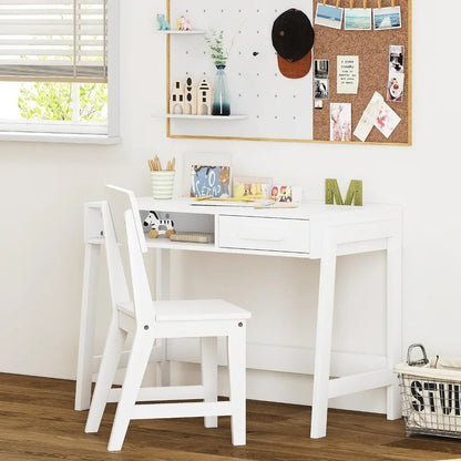 Wooden Children Study Table Kids Desk and Chair Set Student Writing Desk Computer Workstation for Bedroom & Study Room Furniture