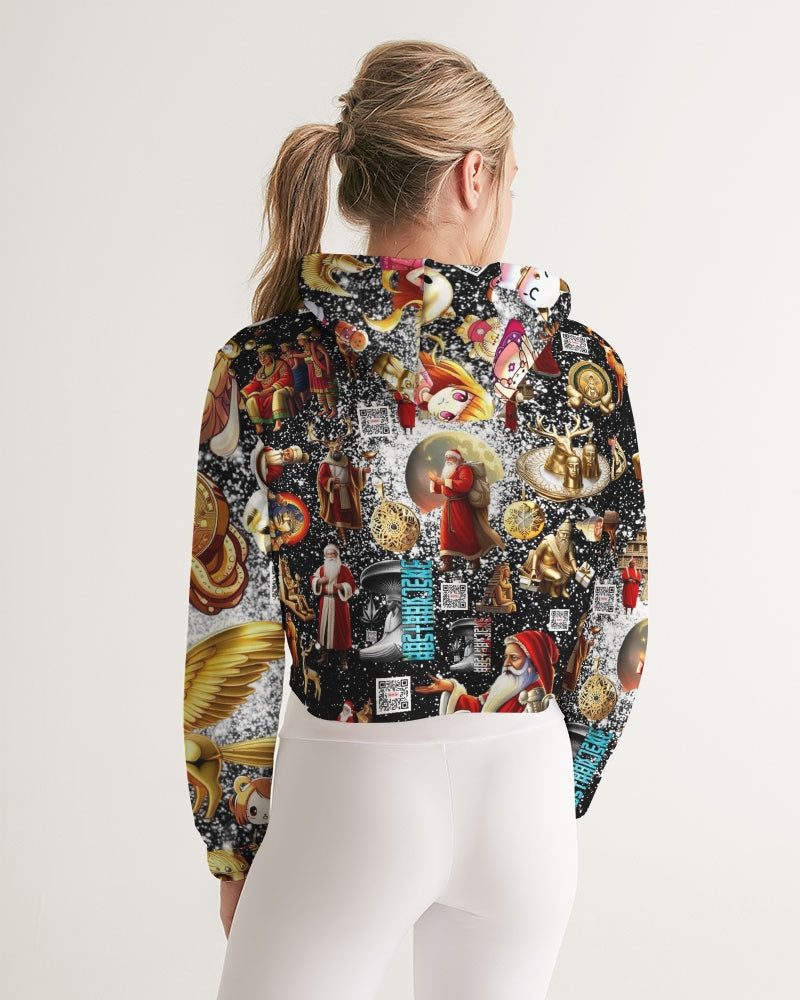 Womens Abstrak Women's All-Over Print Cropped Hoodie