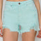 RISEN Mid Waist Frayed Hem Denim Shorts