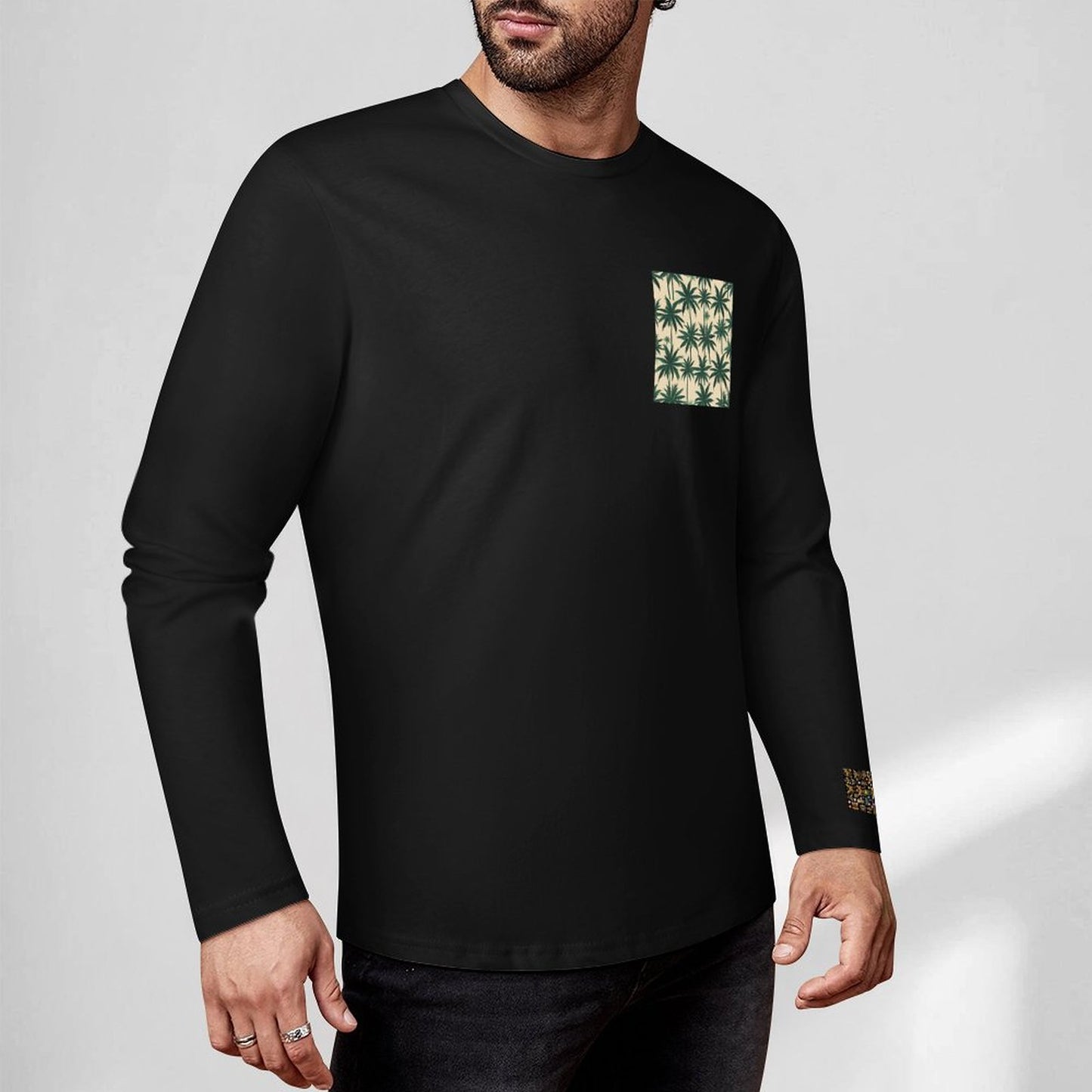 DTF 160gsm Cotton Men's Long Sleeve T-shirt (Front+Sleeve Printing)