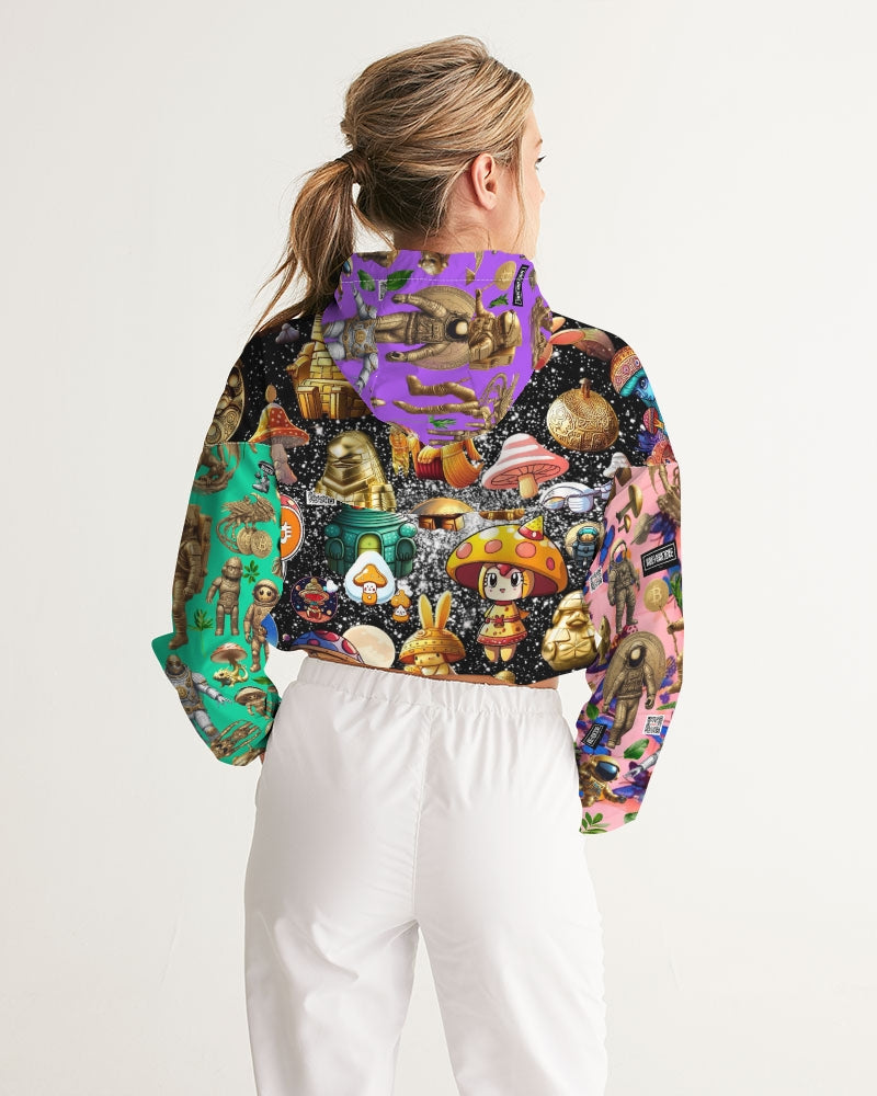 Ancient Abstrak Collection Women's All-Over Print Cropped Windbreaker