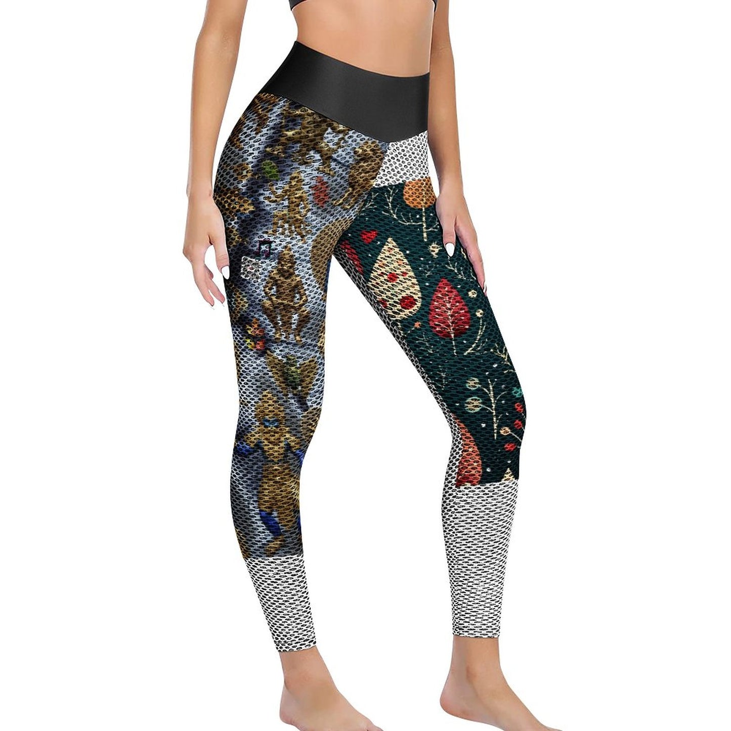 Custom Printed Honeycomb Textured Yoga Pants for Women (All-Over Printing)