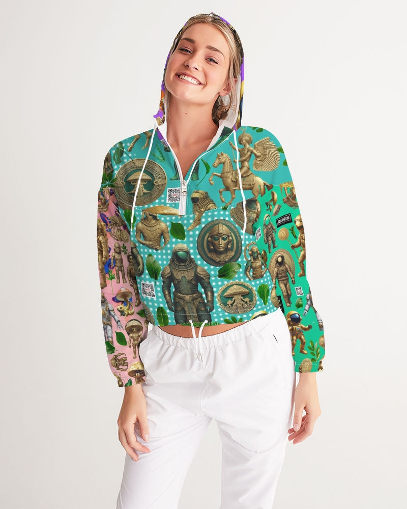 Ancient Abstrak Collection Women's All-Over Print Cropped Windbreaker