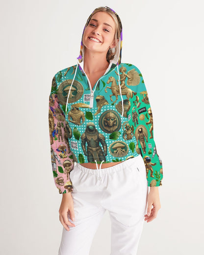 Ancient Abstrak Collection Women's All-Over Print Cropped Windbreaker