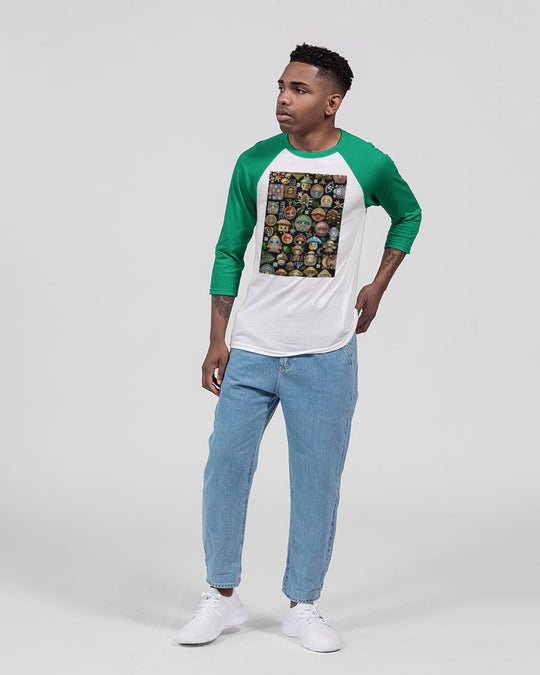 Mushroom Abstak Collection Unisex Three-Quarter Sleeve Baseball Tee | Bella + Canvas