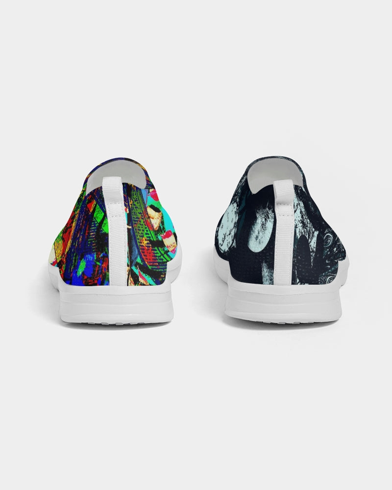 Obsidian Dreamscape Abstract Design Women's Slip-On Flyknit Shoe