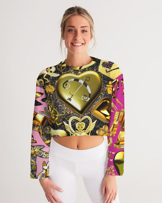 Robotic Abstrak Women's All-Over Print Cropped Sweatshirt