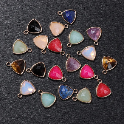 1-3pcs Natural Stone Pendant Triangle Shape Amethyst Lapis Lazuli Opal Charm For Jewelry Making Necklace Earrings Accessory 12mm