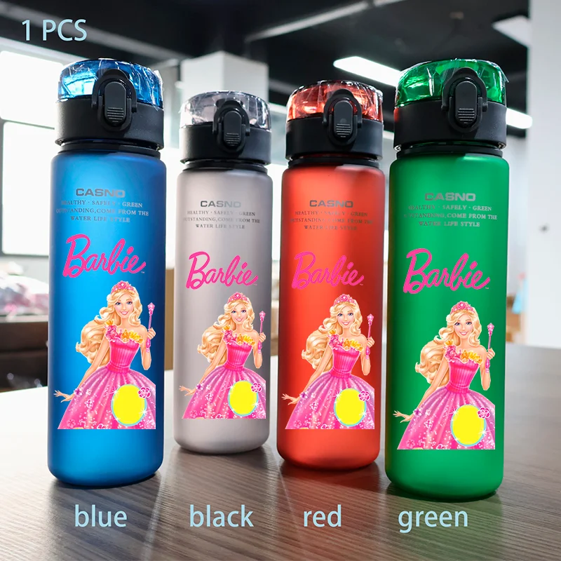 Barbie 560ML Large Capacity 4 Color Children Water Cup Portable Plastic Outdoor Sports Aldults Water Bottle Anime Customizable