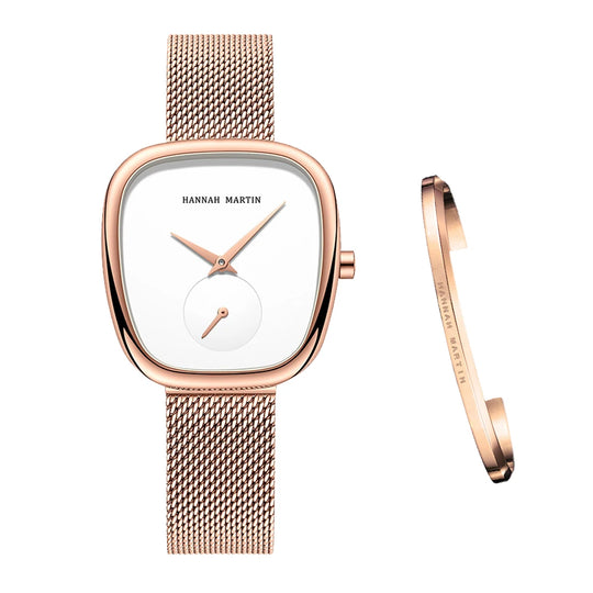 2023 New Women's Quartz Wristwatch 34mm Wine Barrel Rose Gold Black Stopwatch Fashionable Minimalist Style Oval Women's Watches