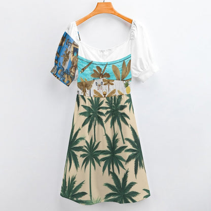 Short Sleeve V Neck Lovely Dress B271 (All-Over Printing)