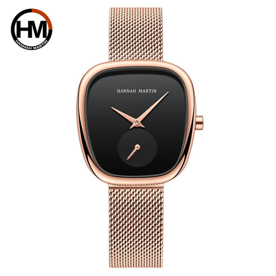 2023 New Women's Quartz Wristwatch 34mm Wine Barrel Rose Gold Black Stopwatch Fashionable Minimalist Style Oval Women's Watches