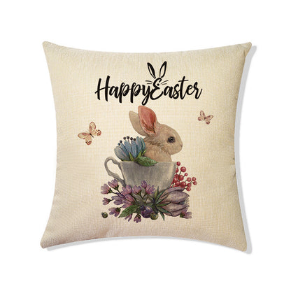 Rabbit Easter Eggs Truck Flower Basket Cushion Cover Throw Pillow Cover Nordic Room Decoration For Home Car Sofa Couch