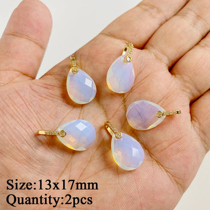 2PCS/lot Opal Stone Pendant White Oval Heart Star Moon Shape Connector Charms Fit Jewelry Making DIY Necklace Earrings Bracelets