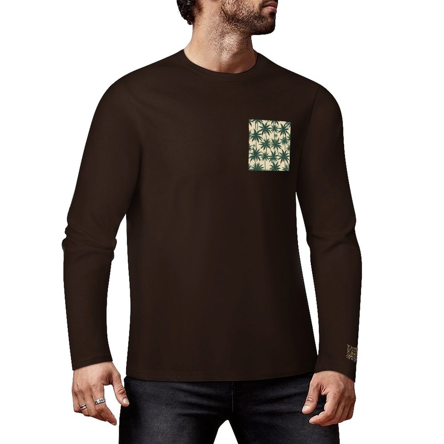 DTF 160gsm Cotton Men's Long Sleeve T-shirt (Front+Sleeve Printing)