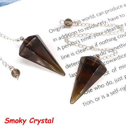 7 Chakra Pendulum Natural Stones Healing Crystal For Wicca Divination Witchcraft Dowsing Reiki Quartz Jewelry Pendants Wholesale