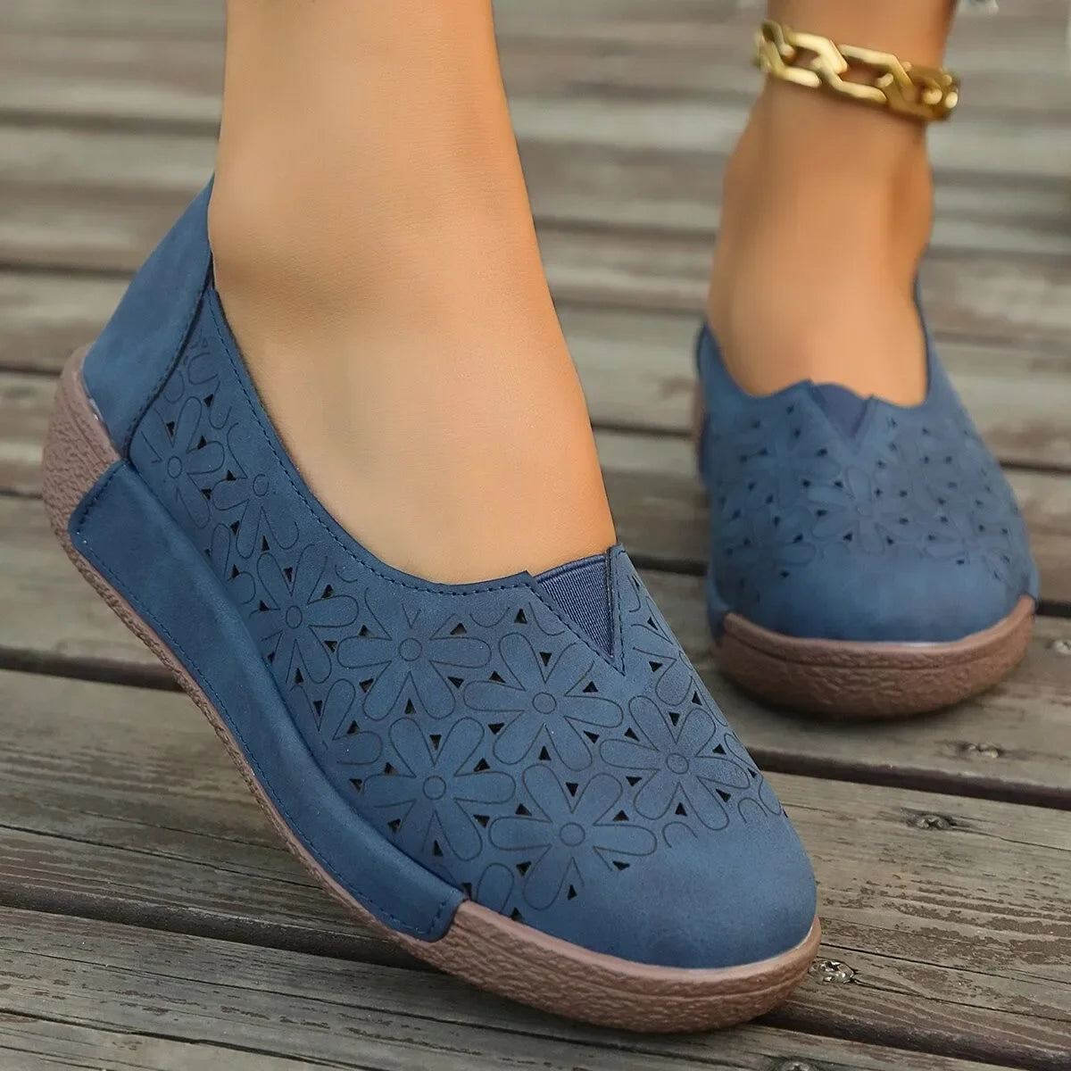 Women Wedges Sandals Retro Round Toe Hollow Out Woman Shoes Slip on Casual Ladies Sandal Female Summer Zapatos Muje