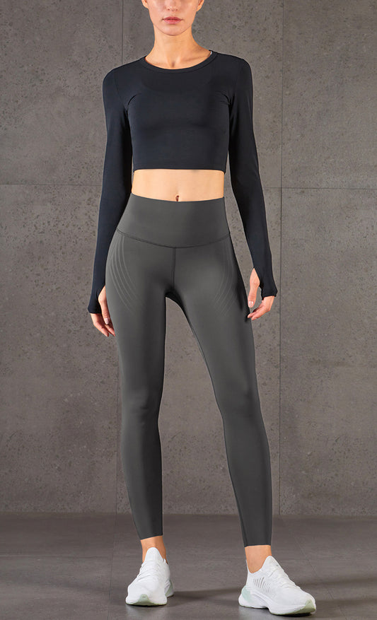 High-elastic Tight-fitting Slim Finger Sleeves Waist-length Fitness Long Sleeves