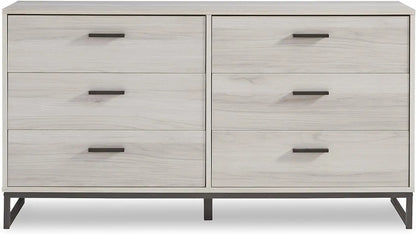 by Ashley Socalle 6 Drawer 59" Dresser, Beige