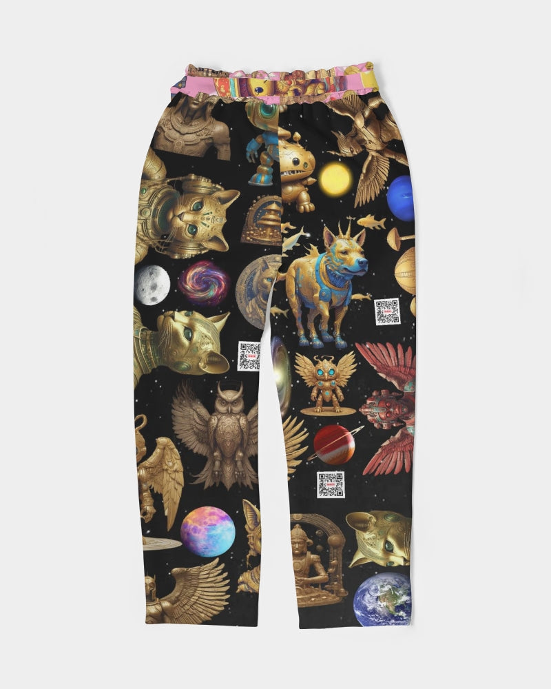 Alien Trendy Abstrak Collection Women's All-Over Print Belted Tapered Pants