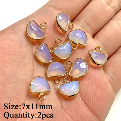 2PCS/lot Opal Stone Pendant White Oval Heart Star Moon Shape Connector Charms Fit Jewelry Making DIY Necklace Earrings Bracelets