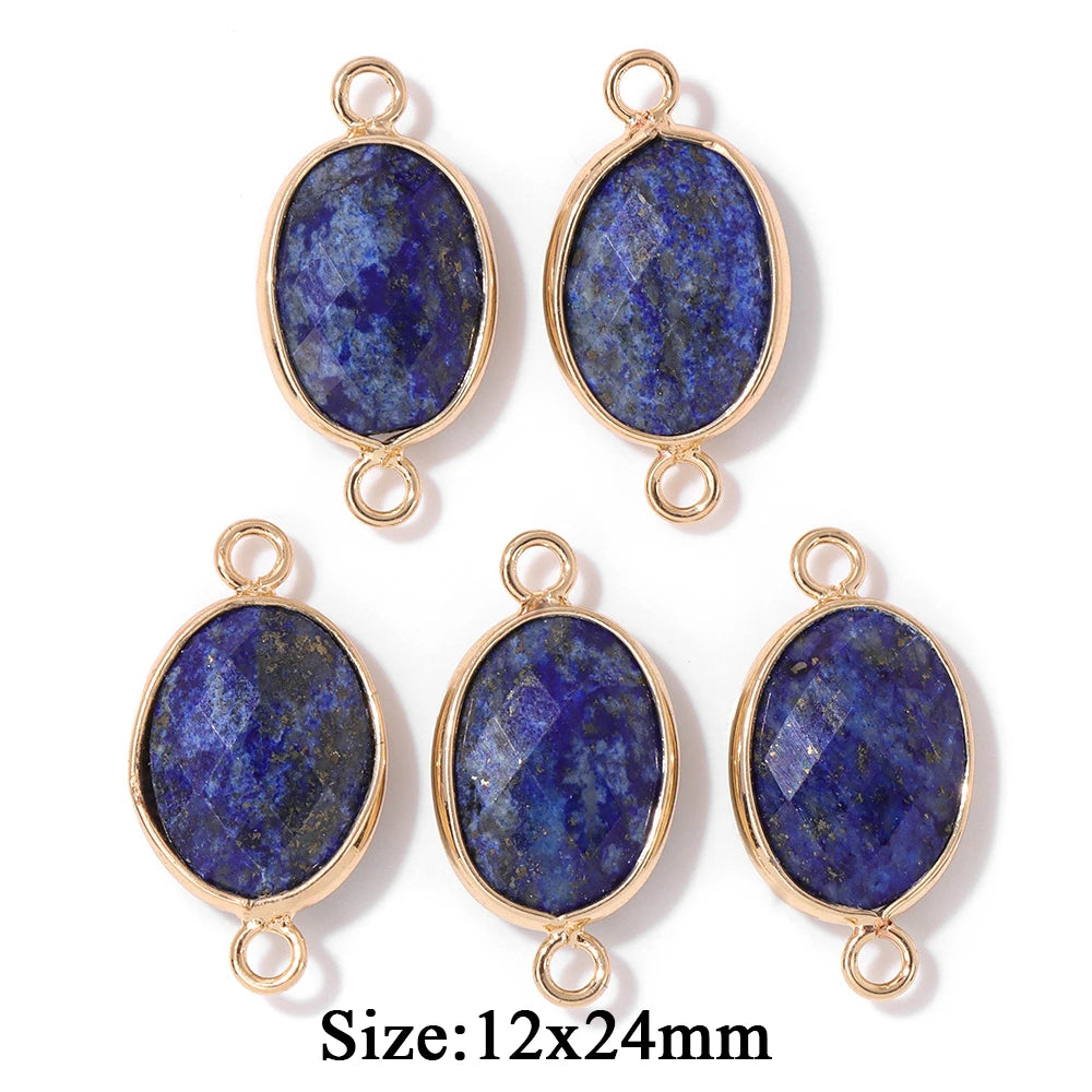 5PCS/lot Lapis Lazuli Stone Pendant Blue Moon Apple Oval Shape Gem Charms For Jewelry Making DIY Necklace Earrings DIY Handmade