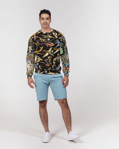 Elephant Collection Men's All-Over Print Classic French Terry Crewneck Pullover