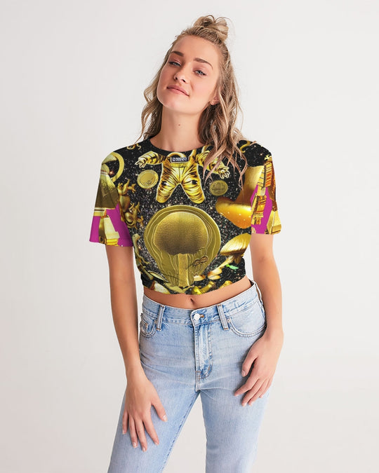 Robotic Abstrak Women's All-Over Print Twist-Front Cropped Tee